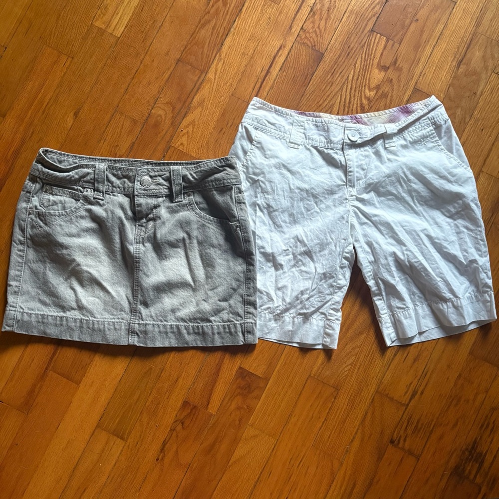 SO BRAND gray denim mini skirt and White Women's Shorts bundle